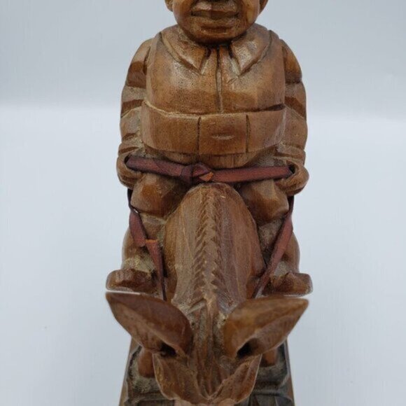 J Pinal Wood Carving Fat Man On Donkey Mexican Folk Art - Picture 8 of 13